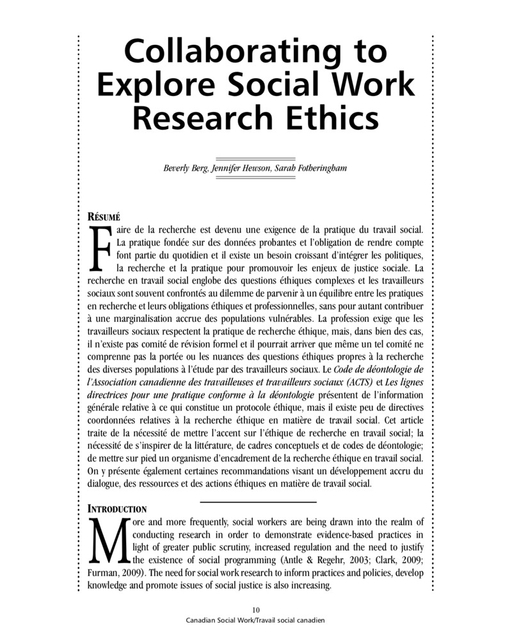 Collaborating to Explore Social Work Research Ethics