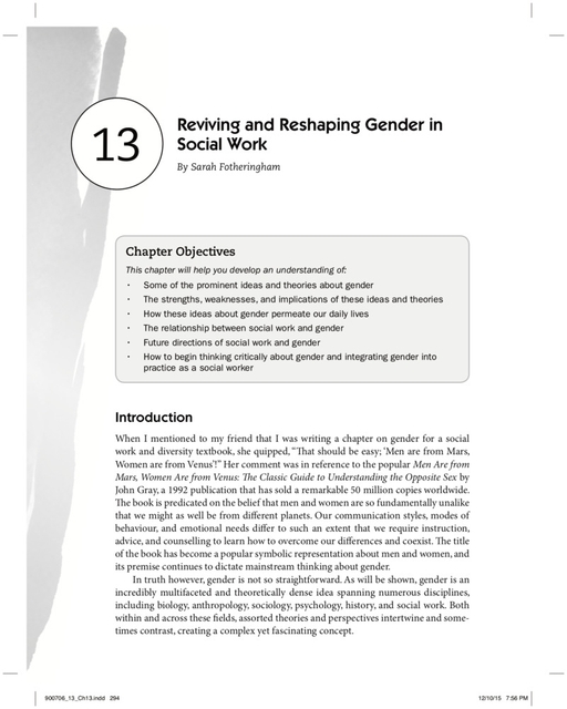 Reviving and reshaping gender in Social Work